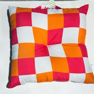 Vibrant Checkered Cushion 18in X 18in Outdoor Stadium Seat Pillow with Handle